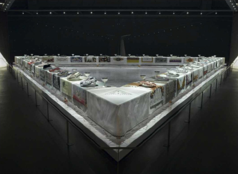 Judy Chicago, The Dinner Party, 1974, Brooklyn Museum, Gift of the Elizabeth A. Sackler Foundation, Photo: Donald Woodman. 