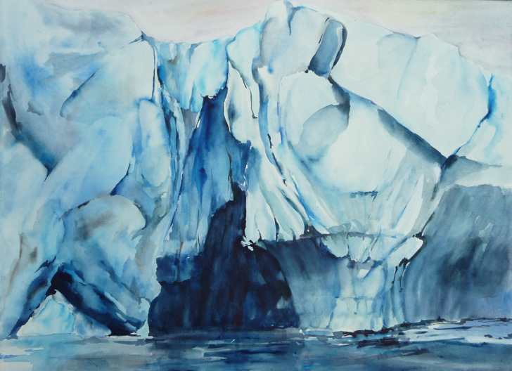 Lisa Goren, Blue in Antarctica, watercolor on paper, 22 x 30 in. 