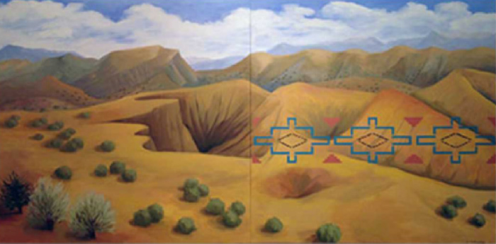 Kay Walking Stick, New Mexico Desert, 2011, Oil on wood, 40 x 80 2 in., purchased through a special gift from the Louise Ann Williams Endowment, 2013