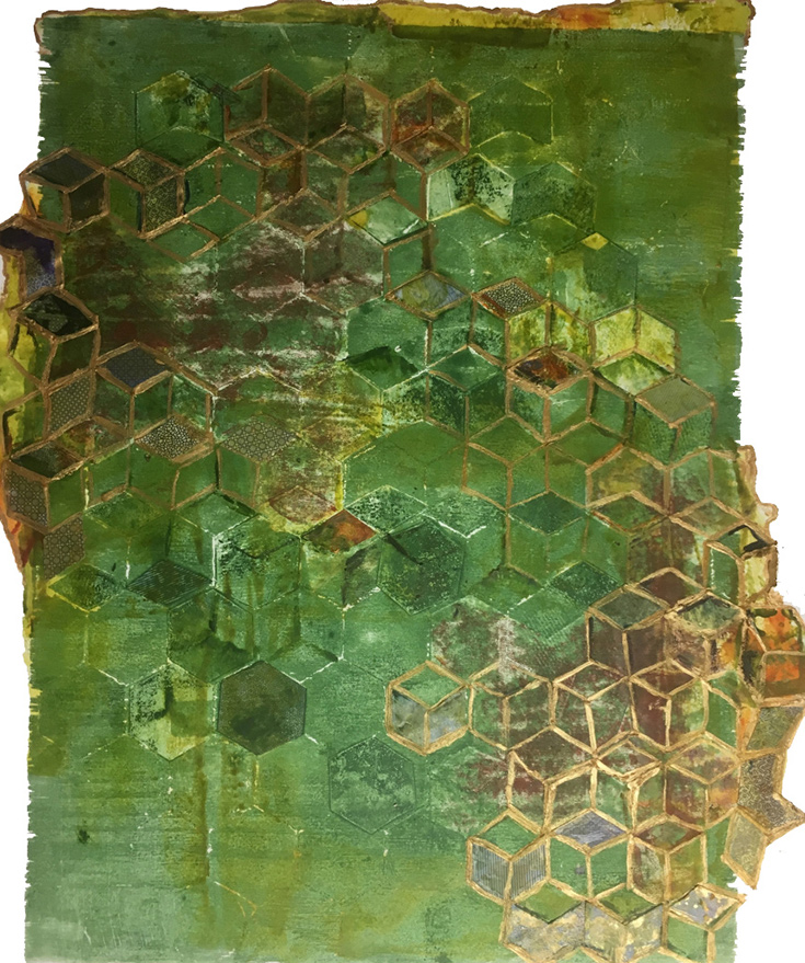 Lime Spill, Mixed Media, Collage