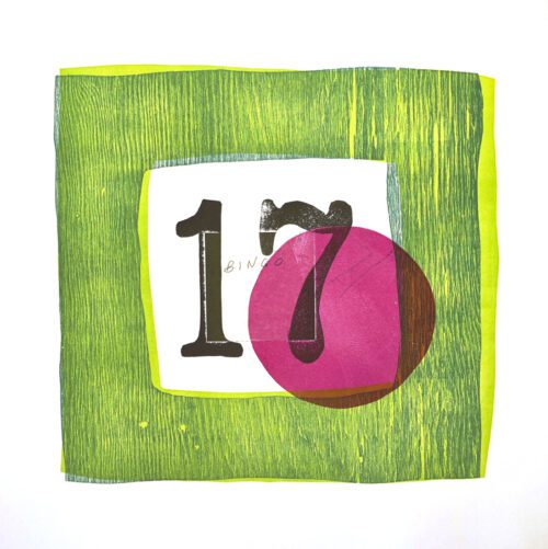 the number 17 covered in a pink dot