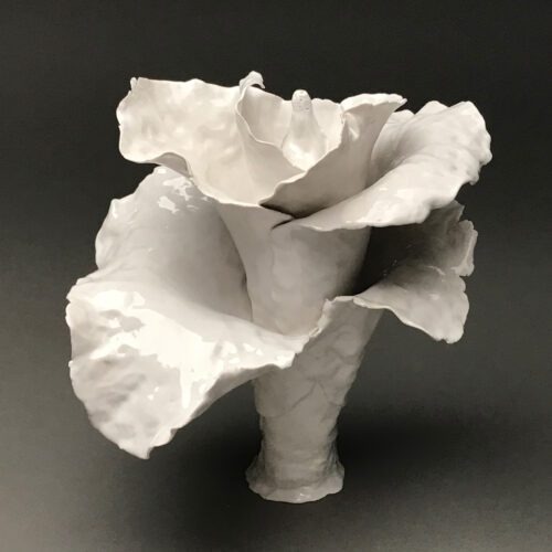 white floral sculpture