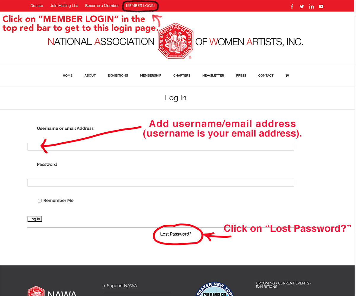 Instructions to Reset Your Password - National Association of Women  Artists, Inc. | NAWA