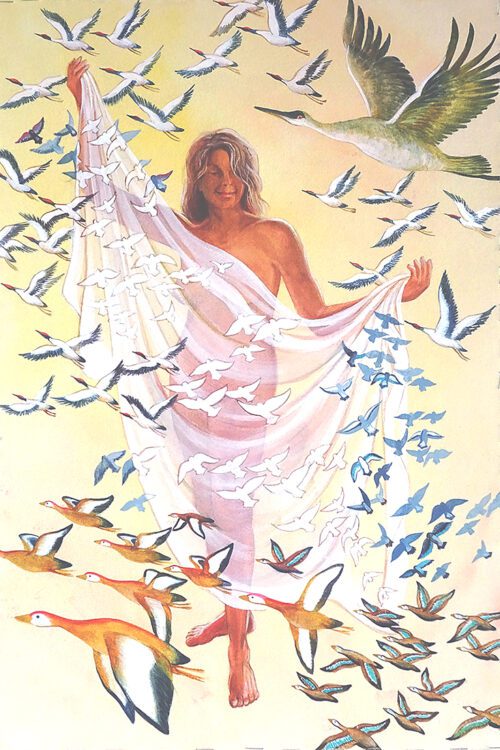 woman with birds