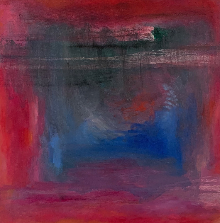 abstract painting blue and red