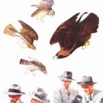 Bird Watchers, 2022, collage of vintage images on white Arches paper