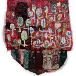 The Storyteller_acrylic, oil stick, textiles, thread, drawing media_42x34_collage