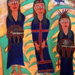 Valenza_D.E._Shield Maidens Standing Together_Collage on canvas_40x30_Collage _