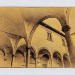 Abbey Columns vellum print gold leaf