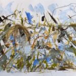 CherylDyment_The_Living_Marsh_2021_acrylic_and_pastel_on_paper_undermuseumglass_18x24_framed size 23x29__$2,300.