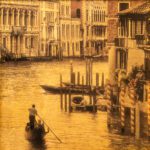 Gondoliers Venice image transfer gold leaf