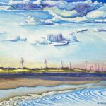 Soaring_into_the_receding_light_ 2021_Watercolor_on_Oleo_paper_27_x_35_©Julie_Castillo_2023