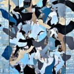 Zalisko, P - Kherson (Navmesno)_triptych, 48x84 inches, mixed media on canvas