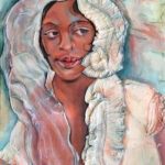 01_Rust, Caroline_Trilogy for Cyndi, Past Life_32x26_oil on silk slips on panel_2022