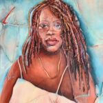 02_Rust, Caroline_Trilogy for Cyndi, Present Life_32x26_oil on silk slips on panel_2022