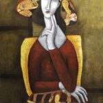 Modigliani on My Mind_Acrylic Paint and Mixed Media_28hx22w