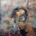 'We look at the same sun' 48x48 inches, oils, 2023, $3000