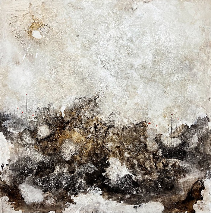 ‘Solstice’ (2023) by Helena Palazzi, 36” x 36” acrylic mixed media on stretched canvas