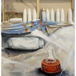 Baler-Moses_Efrat_Cry Over Spilled Milk_Mixed Media acrylic and plaster wraps on Canvas_46 x 40 x 2.5_Mixed Media_5000