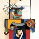 Lunar Prophecy, painted foundry molds and found material, 27 x 15.5 x 6