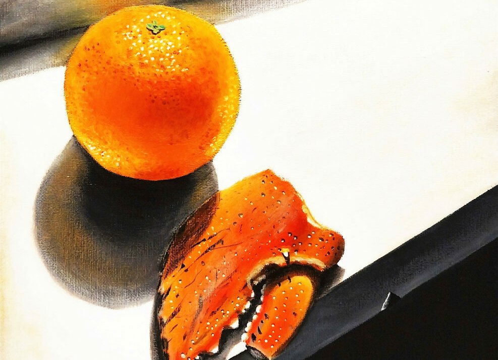 Still Life with an Orange and a Lobster Claw by Amber Dong