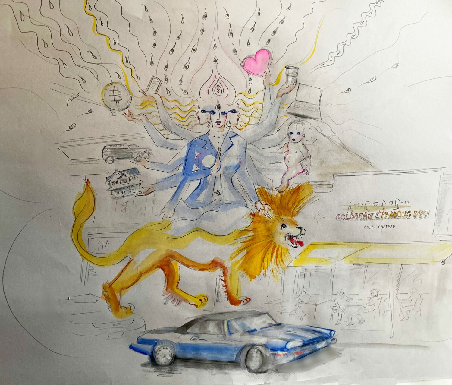 Phoebe Hemenway Legere (NY) <br><em>DURGA the 10 Armed Warrior Goddess at Goldbergs Famous Deli</em>