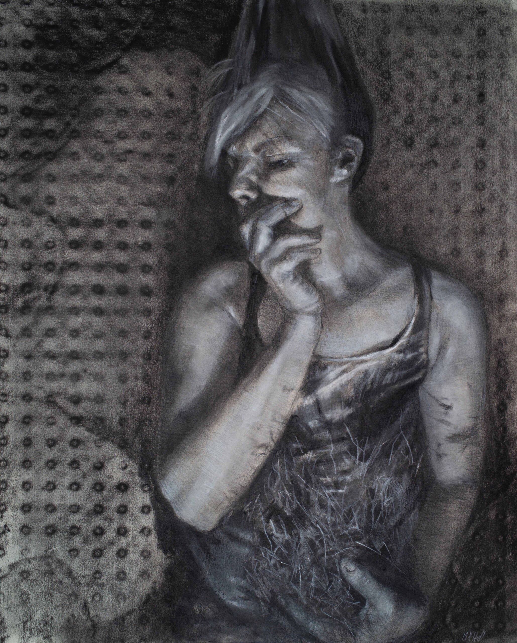 hung on peg board. self portrait mary hull