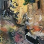 u2019-Rosemary-Fineberg_When-the-Crows-Crow_36X24_acryl-spray-paint-on-canvas-with-collage.JPG2_