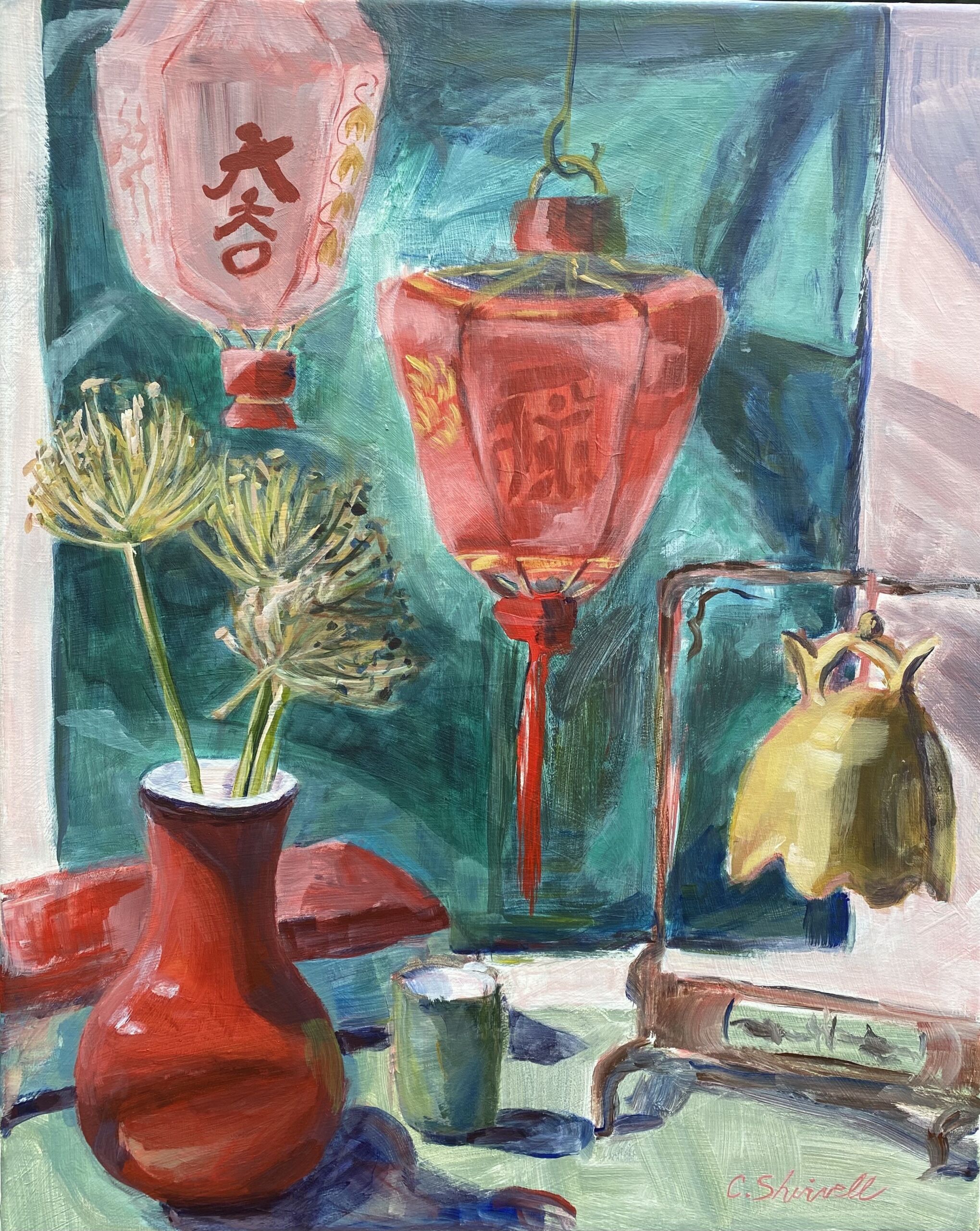 u2266-Shirvell_Still-Life-with-Lanterns_acrylicand-gesso