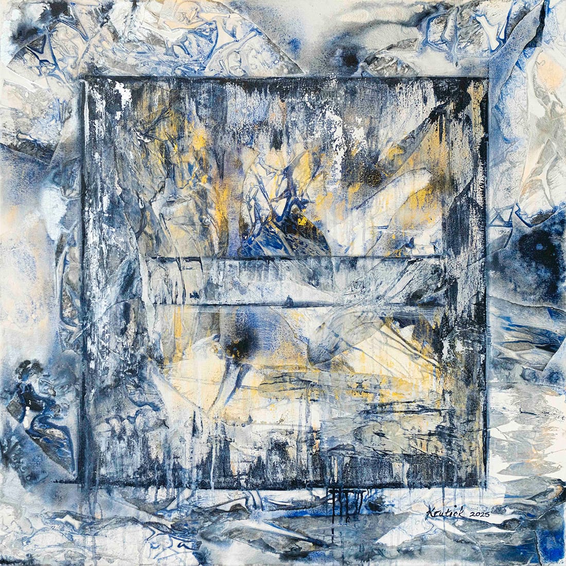 Krutick_Jill_IceCubeGlacierCollage_AcrylicCollageOnCanvas_38x38x2_MixedMedia_7000