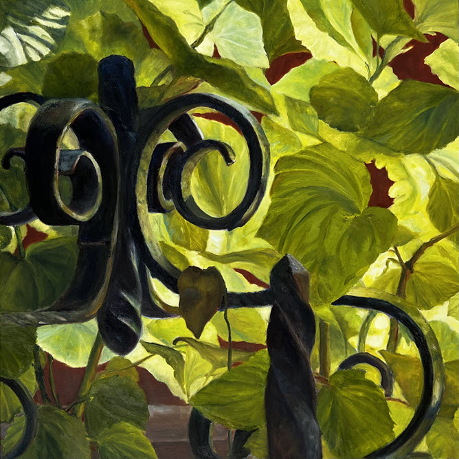 Jessica Ziegler (NY)<br><em>Sunlit Leaves and Railing</em>