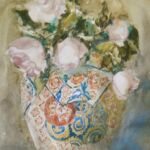 "Pink Roses in Ornamental Vase"